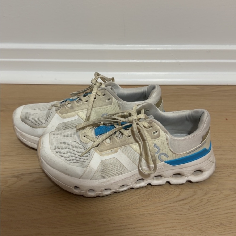 Women's White and Blue Sneakers